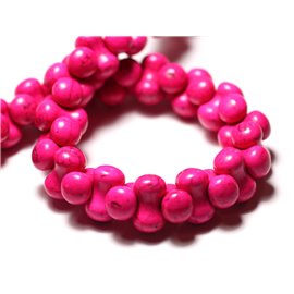 Rijg ongeveer 39cm 67st - Turquoise stenen kralen Synthese bot Osselets 14x8mm roze 