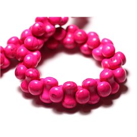 Thread 39cm 67pc approx - Synthetic Turquoise Stone Beads Bone Osselets 14x8mm Pink 