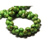 Fil 39cm 67pc env - Perles de Pierre Turquoise Synthèse Os Osselets 14x8mm Vert 