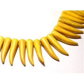 Filo 39 cm circa 39 pz - Perline di pietra turchese sintetico Peperoncino Dente di corno 40 mm Giallo 