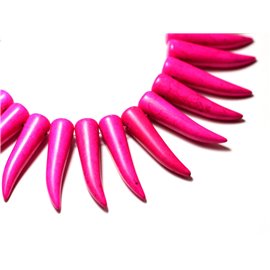 Gewinde 39 cm ca. 39 Stück - Synthetische türkisfarbene Steinperlen Chili-Pfeffer-Zahnhorn 40 mm Pink 