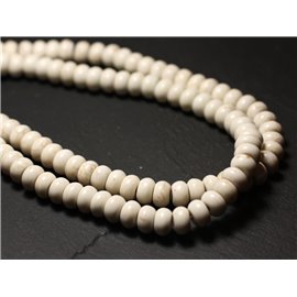 Filo 39 cm 81 pz circa - Perle sintetiche in pietra turchese 8x5 mm Rondelle bianche 