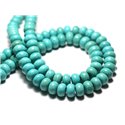 Fil 39cm 81pc env - Perles de Pierre Turquoise Synthèse Rondelles 8x5mm Bleu Turquoise 