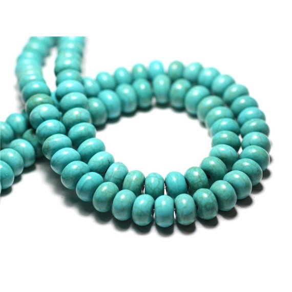 Fil 39cm 81pc env - Perles de Pierre Turquoise Synthèse Rondelles 8x5mm Bleu Turquoise 