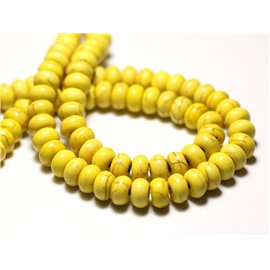 Fil 39cm 81pc env - Perles de Pierre Turquoise Synthèse Rondelles 8x5mm Jaune 