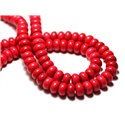 Fil 39cm 81pc env - Perles de Pierre Turquoise Synthèse Rondelles 8x5mm Rouge 