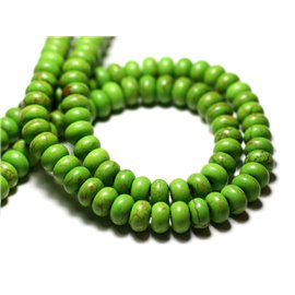 Filo 39 cm 81 pz circa - Perline sintetiche in pietra turchese 8x5 mm Rondelle verdi 