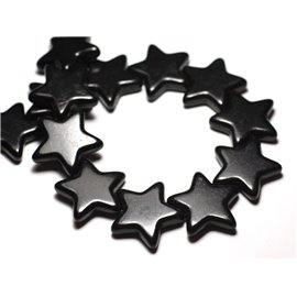 Hilo 39cm 18pc aprox - Cuentas de piedra turquesa estrella reconstituida sintética 25mm Negro 