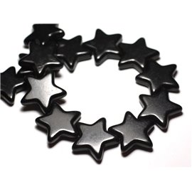 Thread 39cm 18pc approx - Synthetic Reconstituted Stars Turquoise Stone Beads 25mm Black 