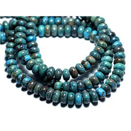 Thread 39cm 82pc approx - Stone Beads - Jasper Autumn Landscape Blue Turquoise Rondelles 8x5mm 