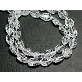 Thread 39cm 33pc approx - Stone Beads - Crystal Quartz Engraved leaves 12x8mm 