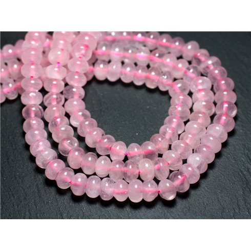 Fil 39cm 75pc env - Perles de Pierre - Quartz Rose Rondelles 8x5mm