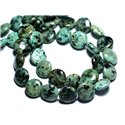 Fil 39cm 29pc env - Perles de Pierre - Turquoise Afrique Palets 14mm 