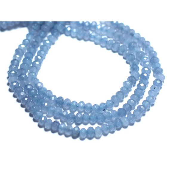 Fil 34cm 120pc env - Perles de Pierre - Jade Rondelles Facettées 4x2mm Bleu Lavande Pastel