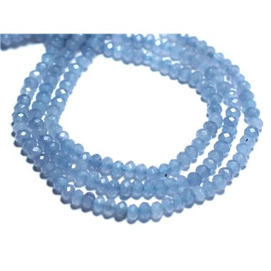 Fil 39cm 126pc env - Perles de Pierre - Jade Rondelles Facettées 4x2mm Bleu Lavande Pastel 