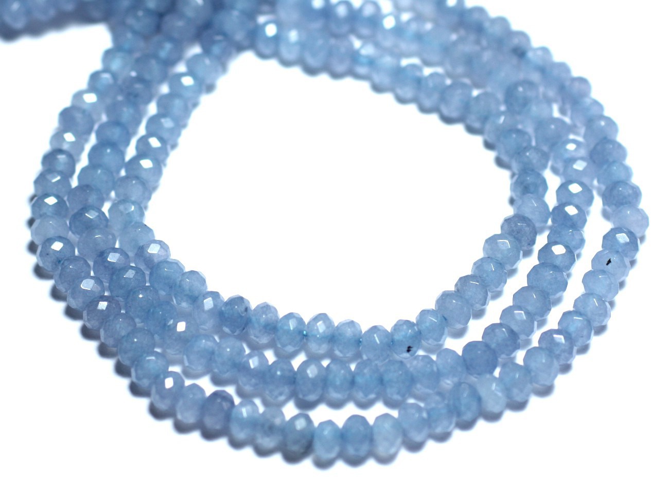 Fil 34cm 120pc env - Perles de Pierre - Jade Rondelles Facettées 4x2mm Bleu Lavande Pastel