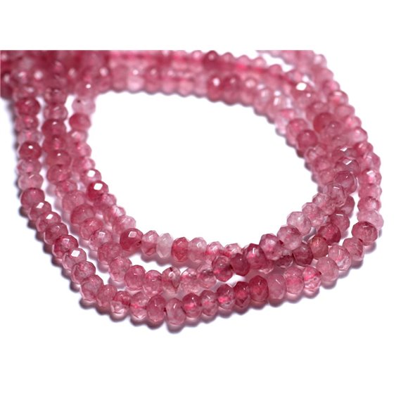 Fil 34cm 115pc env - Perles Pierre - Jade Rondelles Facettées 4x2mm Rose Corail Peche