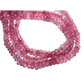 Fil 34cm 115pc env - Perles Pierre - Jade Rondelles Facettées 4x2mm Rose Corail Peche