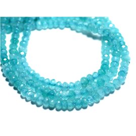Thread 39cm 132pc approx - Stone Beads - Jade Faceted Rondelles 4x2mm Light blue turquoise 