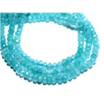 Fil 39cm 132pc env - Perles de Pierre - Jade Rondelles Facettées 4x2mm Bleu clair turquoise 