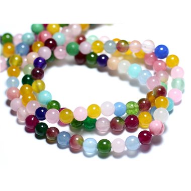 Fil 39cm 64pc env - Perles de Pierre - Jade Boules 6mm Multicolore 