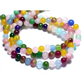 Thread 39cm approx 64pc - Stone Beads - Jade Balls 6mm Multicolor 