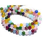 Fil 39cm 64pc env - Perles de Pierre - Jade Boules 6mm Multicolore 