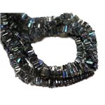 Fil 40cm 215pc env - Perles de Pierre - Labradorite Carrés Heishi 3-4mm 