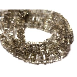 Filo 40 cm circa 190 pz - Perline di pietra - Quadrati Heishi di quarzo fumé 3-4 mm 