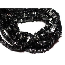 Fil 40cm 230pc env - Perles de Pierre - Spinelle noire Carrés Heishi 3-4mm 