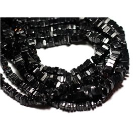 Gewinde 40cm ca. 230pc - Steinperlen - Black Spinel Heishi Squares 3-4mm 