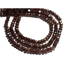 Thread 39cm approx 128pc - Stone Beads - Jade Faceted Rondelles 4x2mm Brown Brown Taupe 
