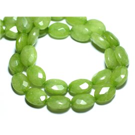 Hilo 39cm 27pc aprox - Cuentas de Piedra - Jade Facetado Ovalado 14x10mm Anís Verde Manzana 