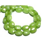 Fil 39cm 27pc env - Perles de Pierre - Jade Ovales Facettés 14x10mm Vert Pomme Anis 