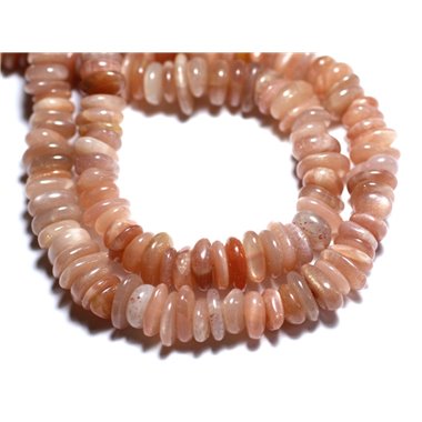 Fil 39cm 100pc env - Perles Pierre de Lune Soleil Chips Palets Rondelles 8-12mm rose orange