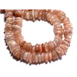 Fil 39cm 100pc env - Perles Pierre de Lune Soleil Chips Palets Rondelles 8-12mm rose orange