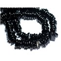 Fil 39cm 110pc env - Perles de Pierre - Onyx noir Chips Palets Rondelles 10-15mm 