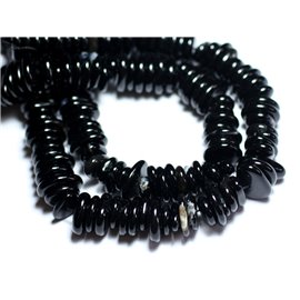 Thread 39cm approx 110pc - Stone beads - Black onyx Chips Palets Rondelles 10-15mm 