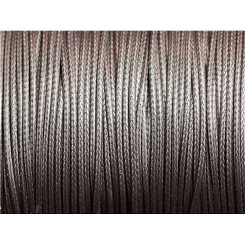 Bobine 90 mètres - Fil Cordon Coton Ciré 1mm Gris Anthracite 