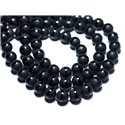 Fil 39cm 48pc env - Perles de Pierre - Onyx noir Mat givré Ligne Boules 8mm 