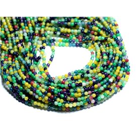 Filo 39 cm circa 186 pz - Perline di pietra - Sfere di giada 2 mm Multicolore Giallo Verde Blu 