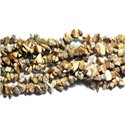 Fil 89cm 280pc env - Perles de Pierre - Jaspe Paysage Beige Rocailles Chips 4-10mm 