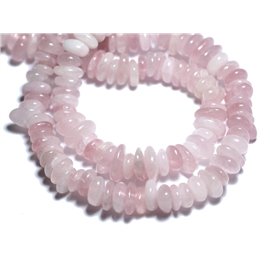 Fil 39cm 150pc environ - Perles Pierre Quartz Rose Chips Palets Rondelles 8-14mm rose clair