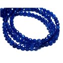 Fil 39cm 89pc env - Perles de Pierre - Jade Boules Facettées 4mm Bleu Nuit Roi 