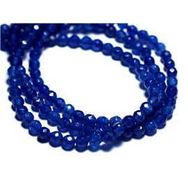 Fil 39cm 89pc env - Perles de Pierre - Jade Boules Facettées 4mm Bleu Nuit Roi 