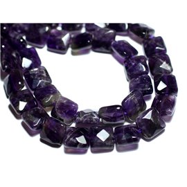 Thread 39cm 37pc approx - Stone Beads - Amethyst Faceted Squares 10mm 