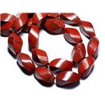 Fil 39cm 19pc env - Perles de Pierre - Jaspe Rouge grandes olives torsadées 20x10mm 