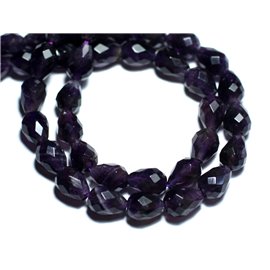 Thread 39cm 41pc approx - Stone Beads - Amethyst Faceted Drops 10x7mm 
