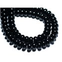 Fil 39cm 80pc env - Perles de Pierre - Onyx noir Rondelles 8x5mm 