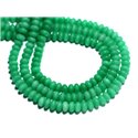 Fil 39cm 112pc env - Perles de Pierre - Jade Rondelles 5x3mm Vert Empire Mat givré 